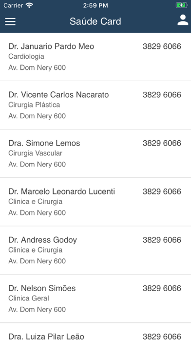 Saude Card. Screenshot