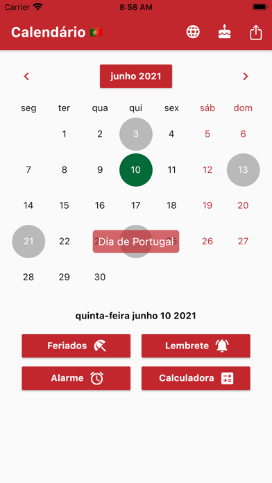 Calendário Português Screenshot