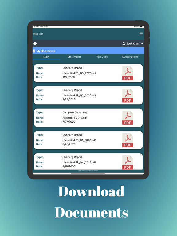 MG3 REIT iPad screenshot 6 - Finance app