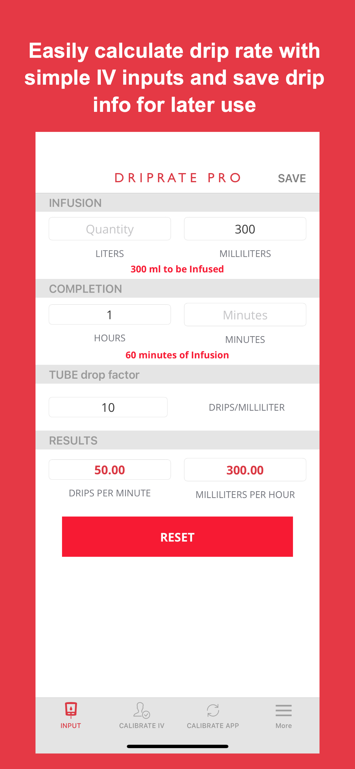 Drip Rate Infusion Calculator