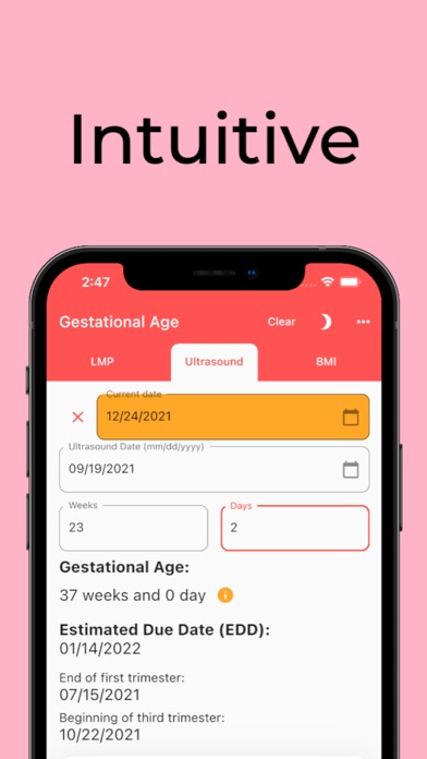 Gestational Age (baby's age) Screenshot