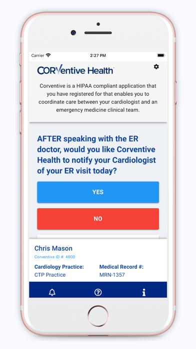Corventive Patient Screenshot