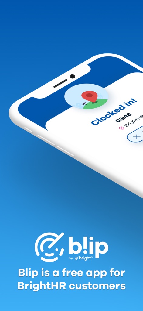 Blip! - See how Blip! provides immediate 'Clocked in!' status and displays the BrightHR integration for seamless management.