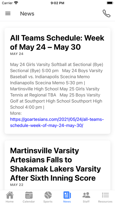 Martinsville Athletics Indiana Screenshot