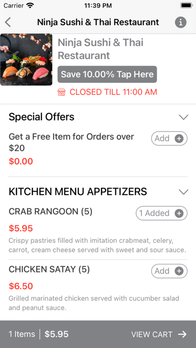 Ninja Sushi & Thai Restaurant Screenshot