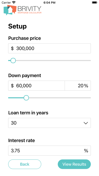 Brivity Mortgage Calculator Screenshot
