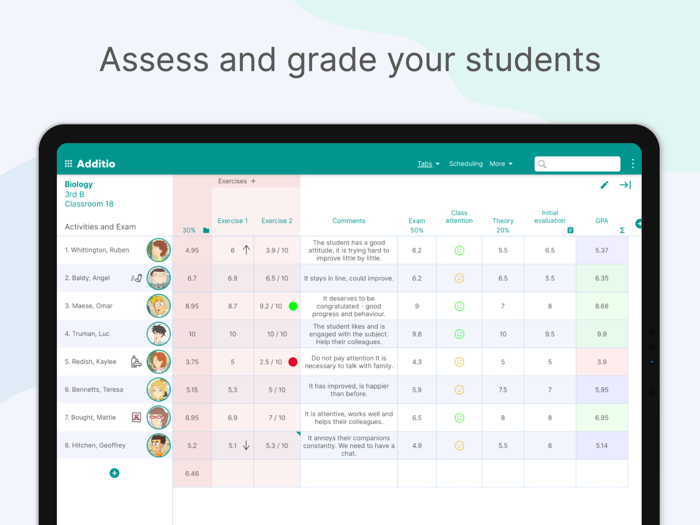 Additio App Teacher gradebook