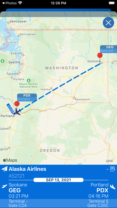 Portland Airport (PDX) + Radar Screenshot