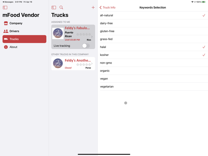 mFood™ - Food Truck Vendor App