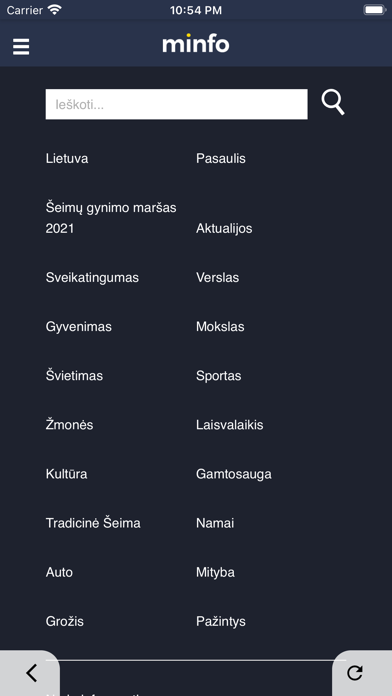 Minfo - Žinių portalas Screenshot