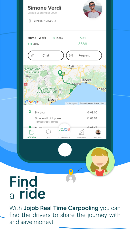 #2. Jojob Real Time Carpooling (iOS) Podle: BRINGME SRL SOCIETA' BENEFIT