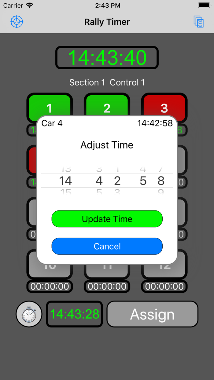 12 Car Rally Timer
