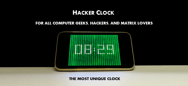 Hacker-Uhr – Screenshot der grünen Matrix