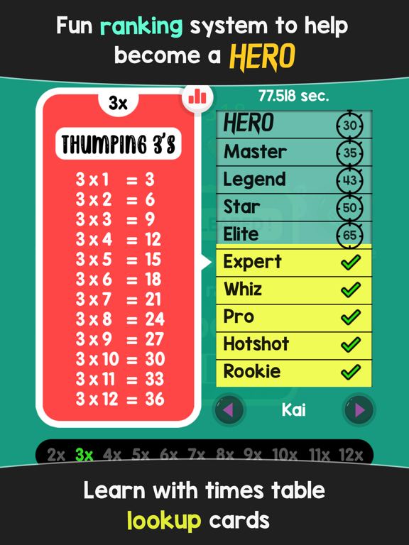 Times Tables Hero iPad screenshot 4 - Education app