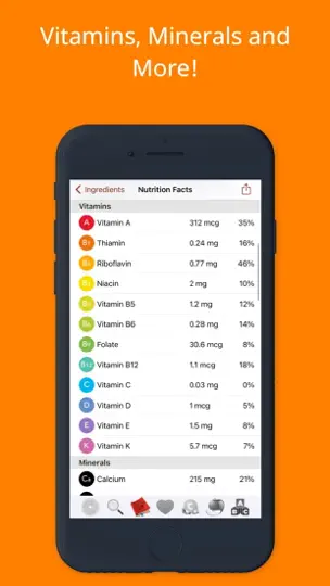Capture d'écran de Nutrients - Nutrition Facts sur iPhone 8