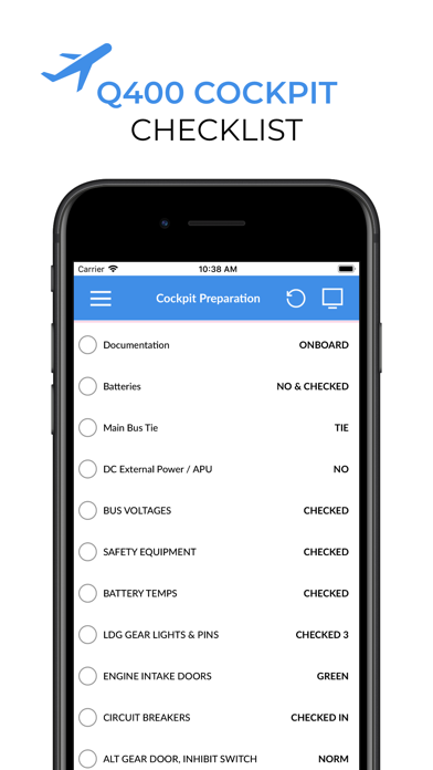 Screenshot #3 pour Q400 Cockpit Checklist