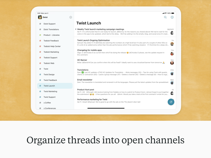 Twist Organized Messaging