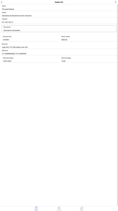 Masa concretos pedidos Screenshot