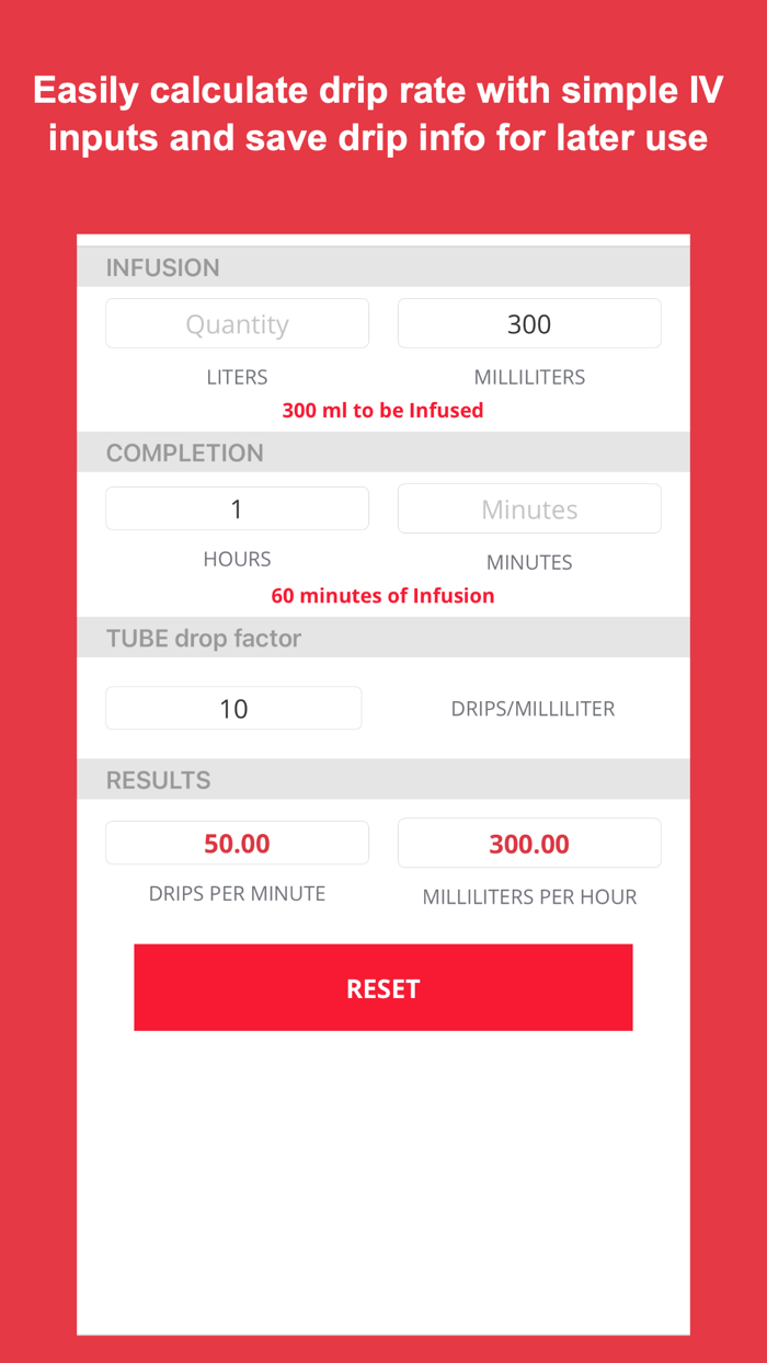 Drip Rate Infusion Calculator