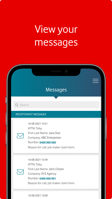 Vodafone Business Answering Screenshot