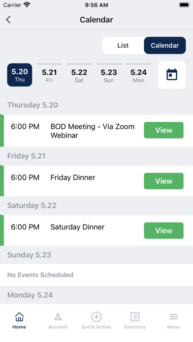 Oakland Yacht Club App Screenshot