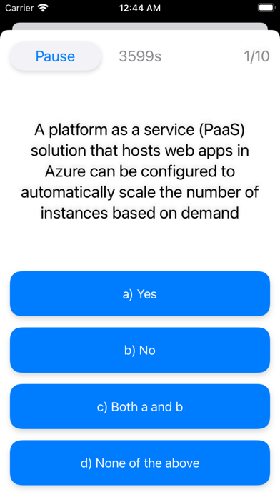 AZ-900 Practice Exam Screenshot