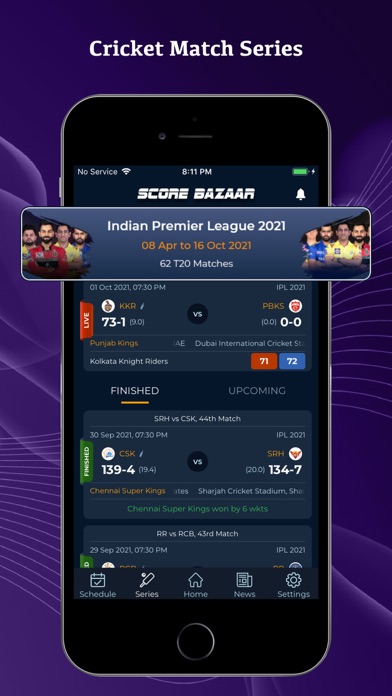 ScoreBazaar Cricket Live Line Screenshot