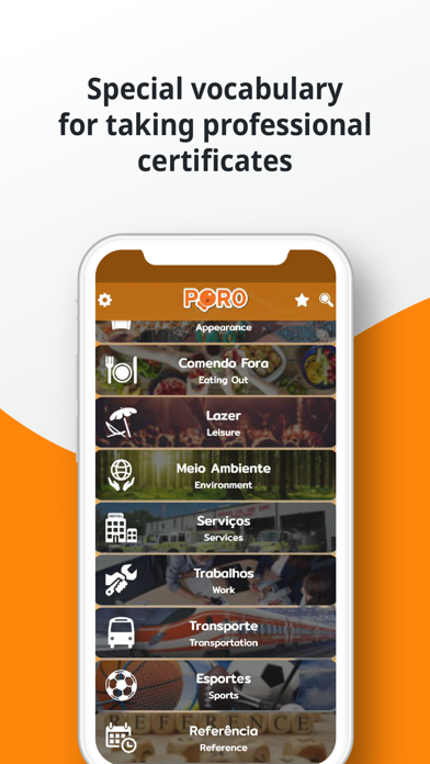 PORO - Portuguese Vocabulary Screenshot