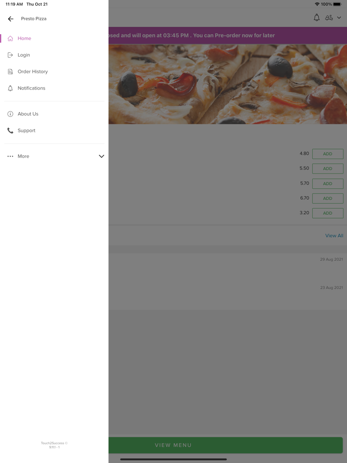 Presto Pizza TS15 9XN