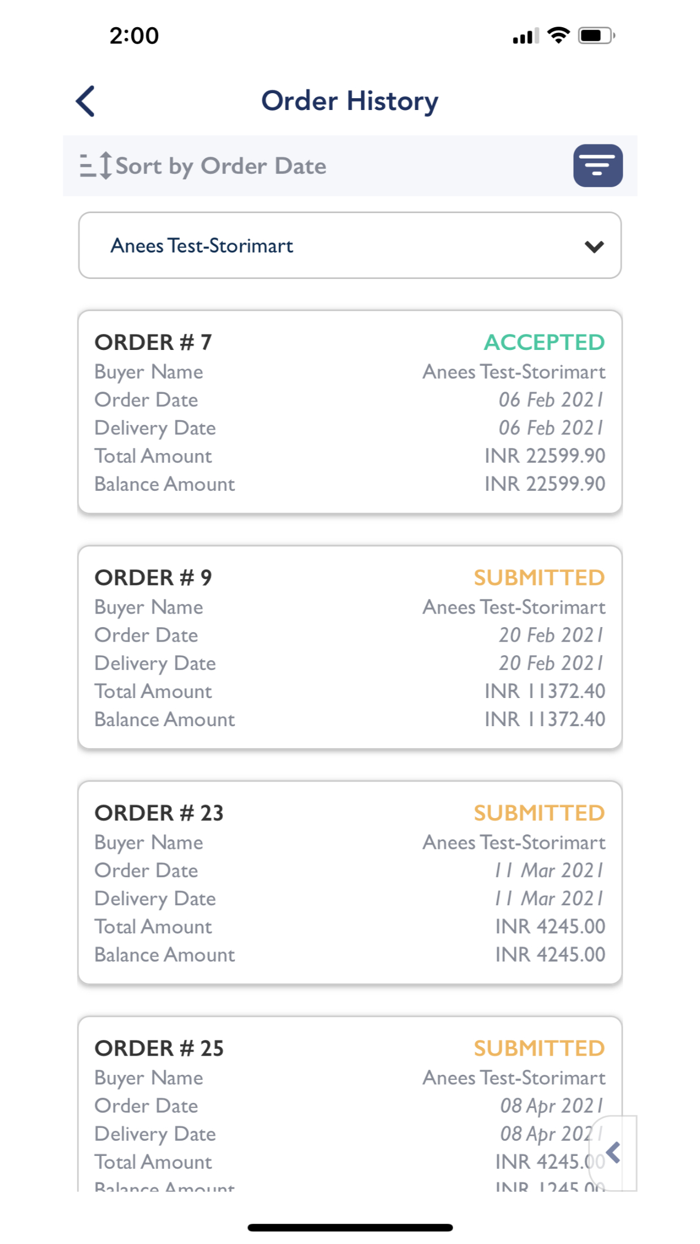 Storimart Salesman Ordering