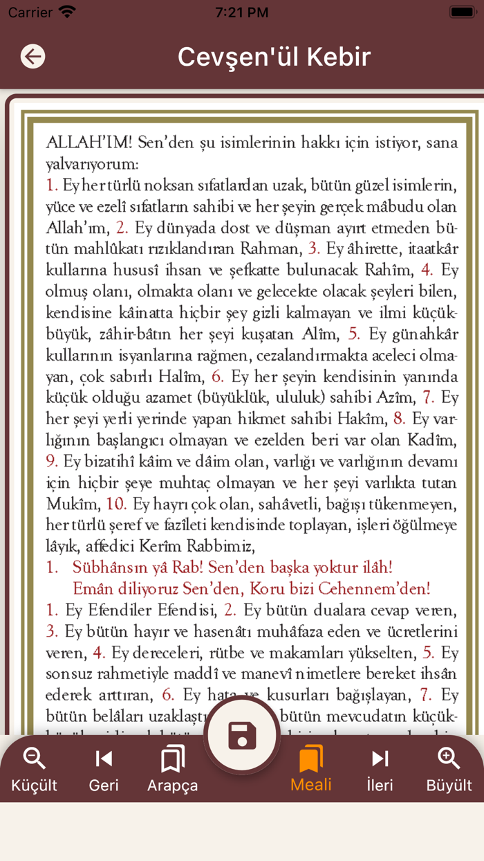 Büyük Cevşen ve Meali