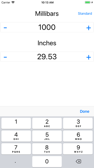 Millibar / Inches Calculator Screenshot
