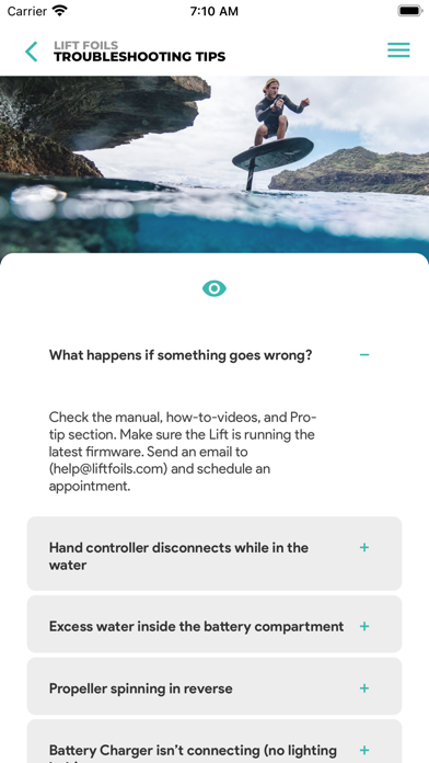Lift eFoil - Quickstart App Screenshot