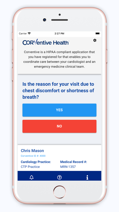 Corventive Patient Screenshot