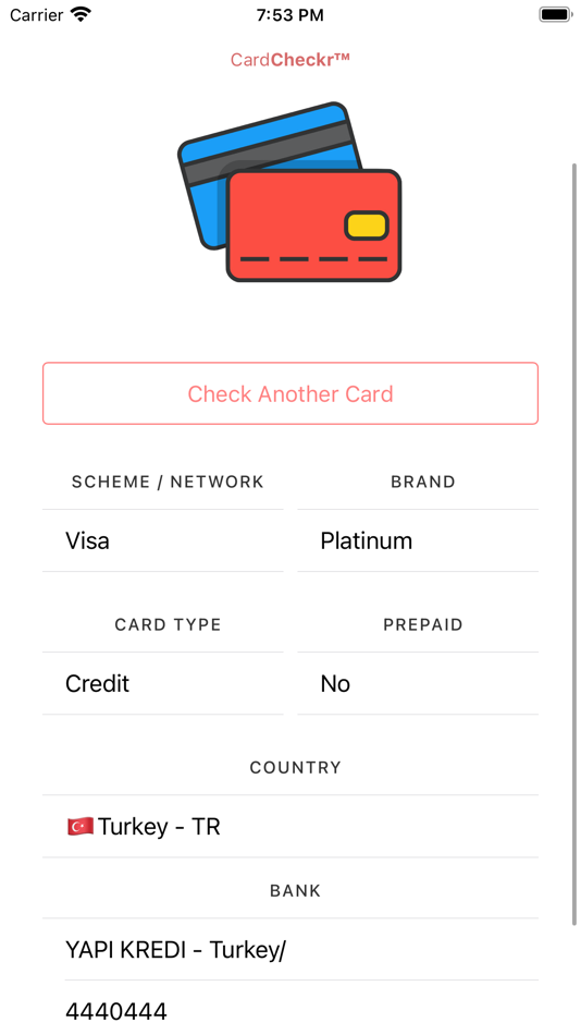 #2. Card Checker: Validate, Lookup (iOS) Podle: Zeliha Barutcu