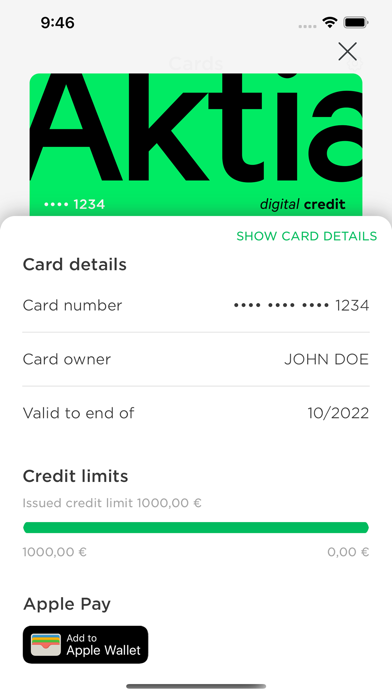 Aktia Wallet Screenshot