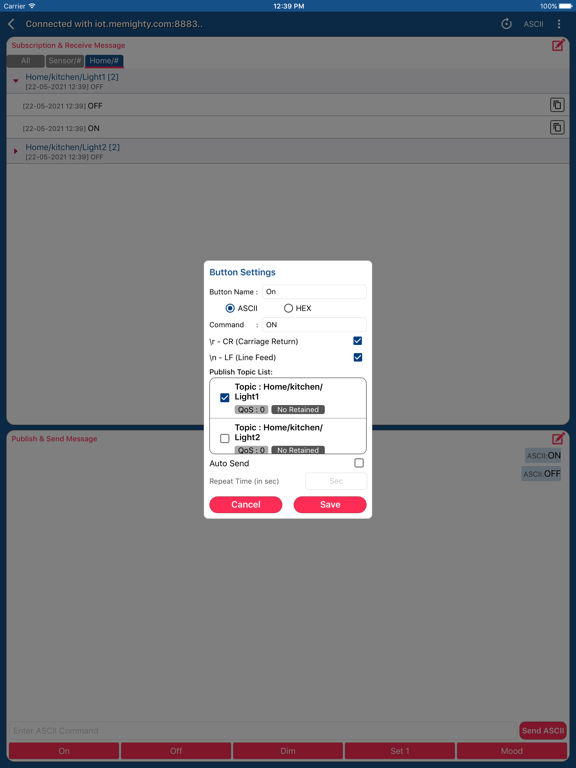 MQTT Spy iPad screenshot 6 - Developer Tools app