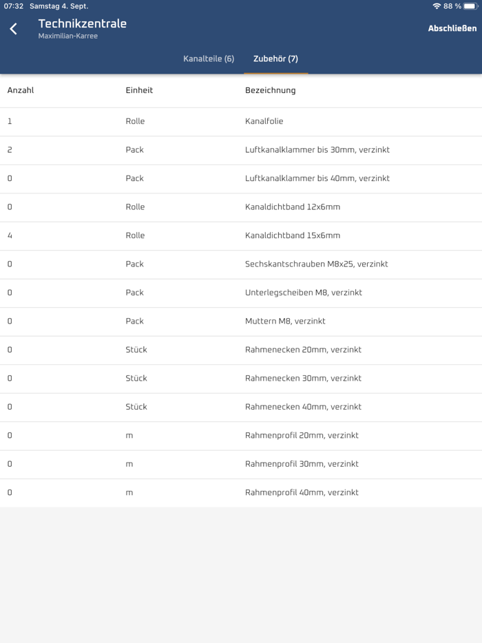 Digitales Lüftungsaufmaß