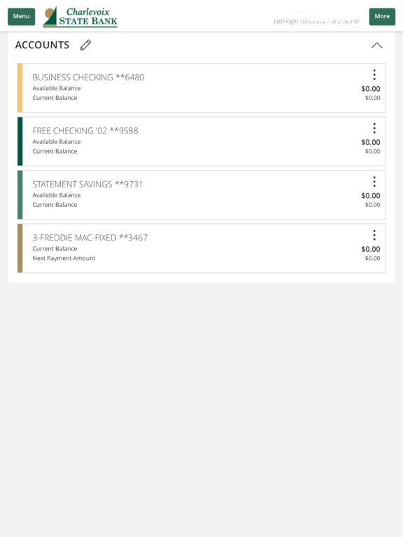 Charlevoix State Bank Mobile iPad screenshot 2 - Finance app