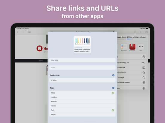 Bookmarks – Save for later iPad app afbeelding 6