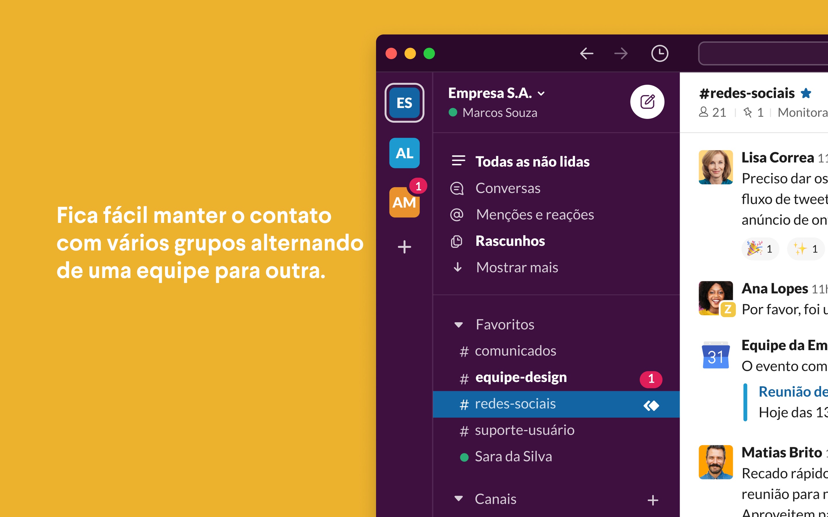 Screenshot do app Slack for Desktop