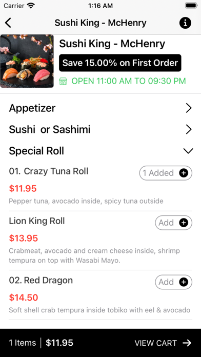 Sushi King - McHenry Screenshot