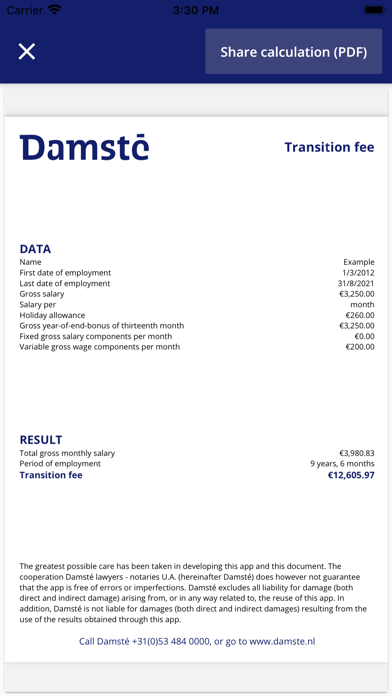 Damsté - Transition fee Screenshot