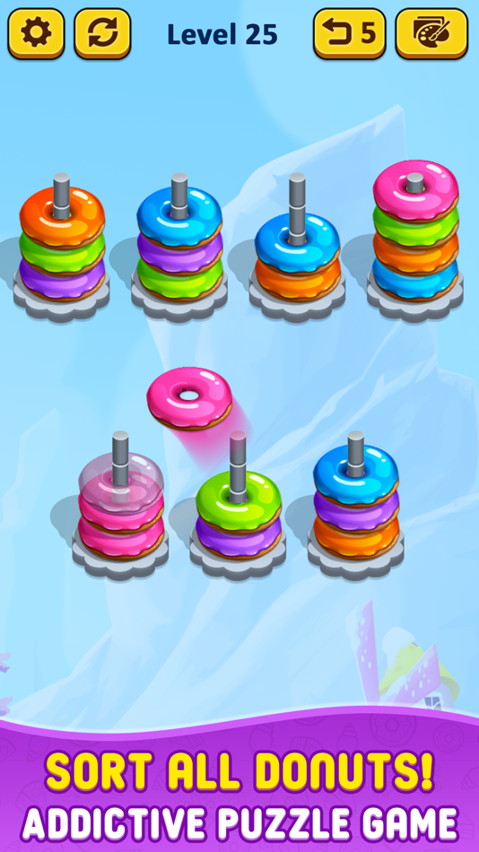 #1. Color Stack it 3d - donut sort (iOS) 来自: Bhavana Ponkiya