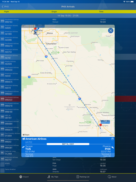 Screenshot #6 pour Phoenix Airport Info + Radar