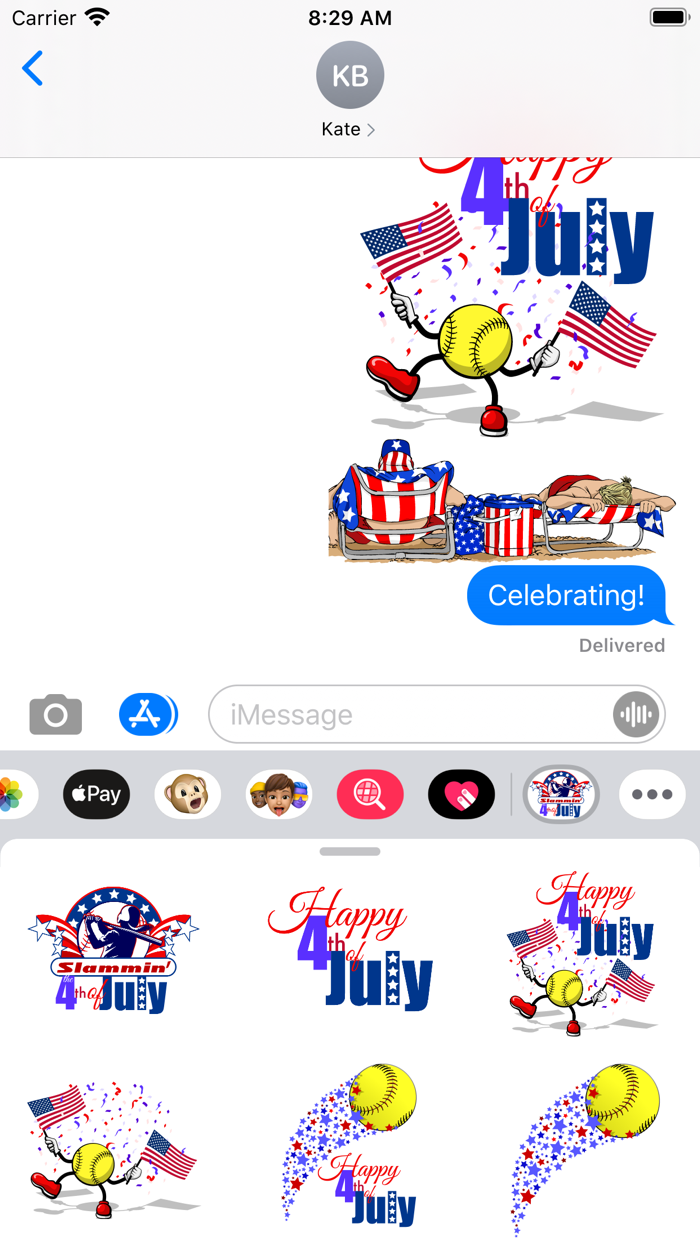 Softball 4th of July Stickers