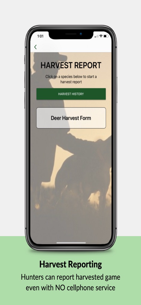Fish | Hunt FL - The app facilitates convenient harvest reporting, allowing users to initiate a 'Harvest Report' and access their 'Harvest History', even without cellphone service.