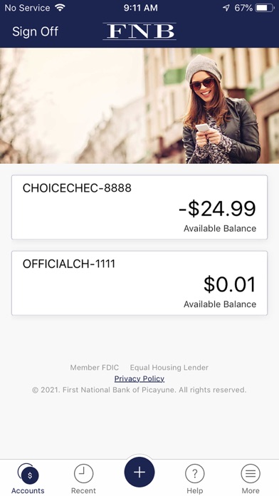 FNB Picayune Bank Screenshot