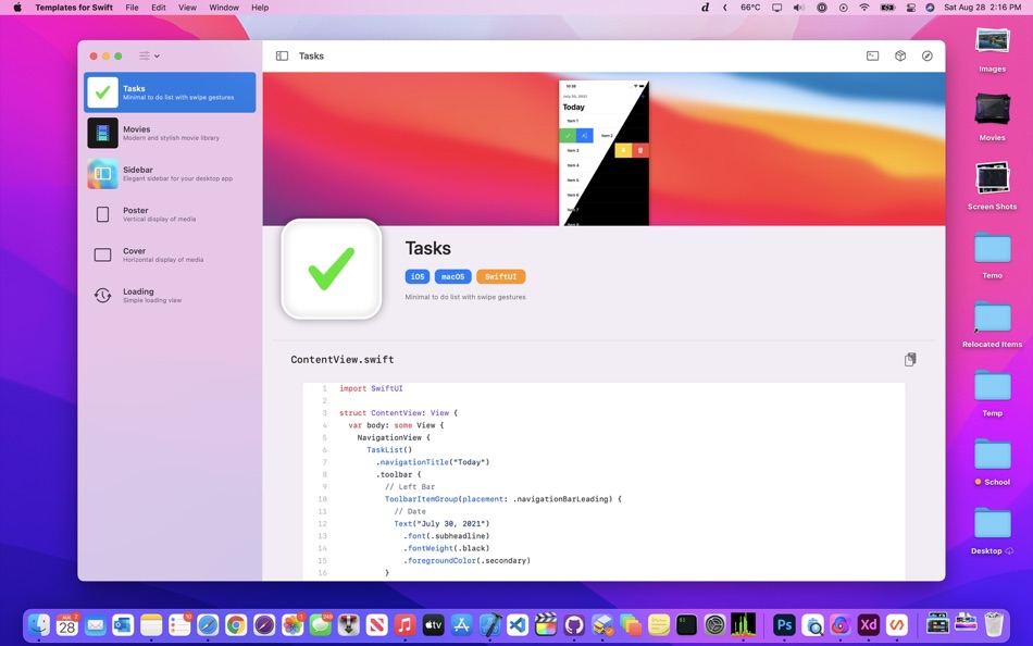#1. Templates for Swift (macOS) 作者: Justin Bush