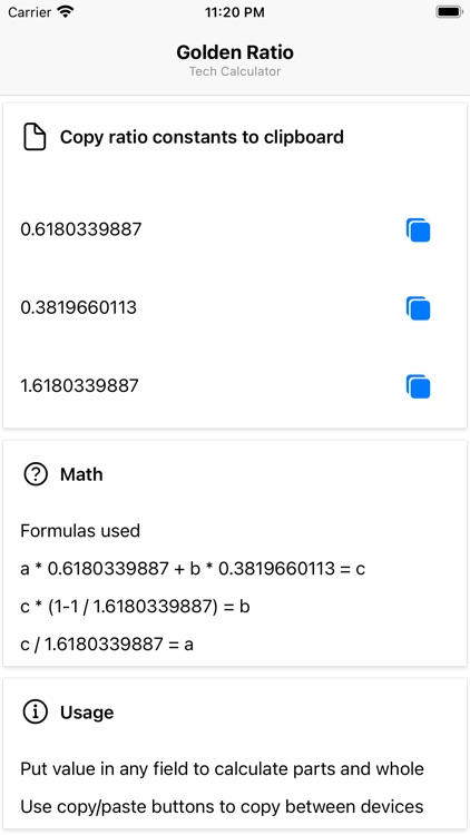 Golden Ratio Tech Calculator